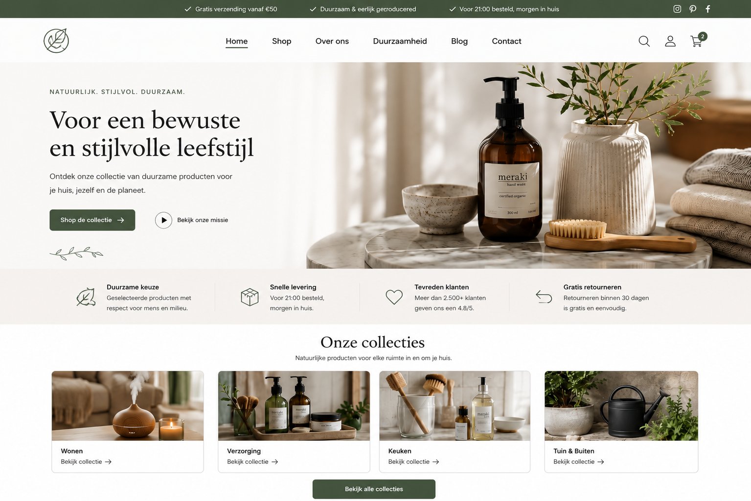 Webshop, schermafbeelding